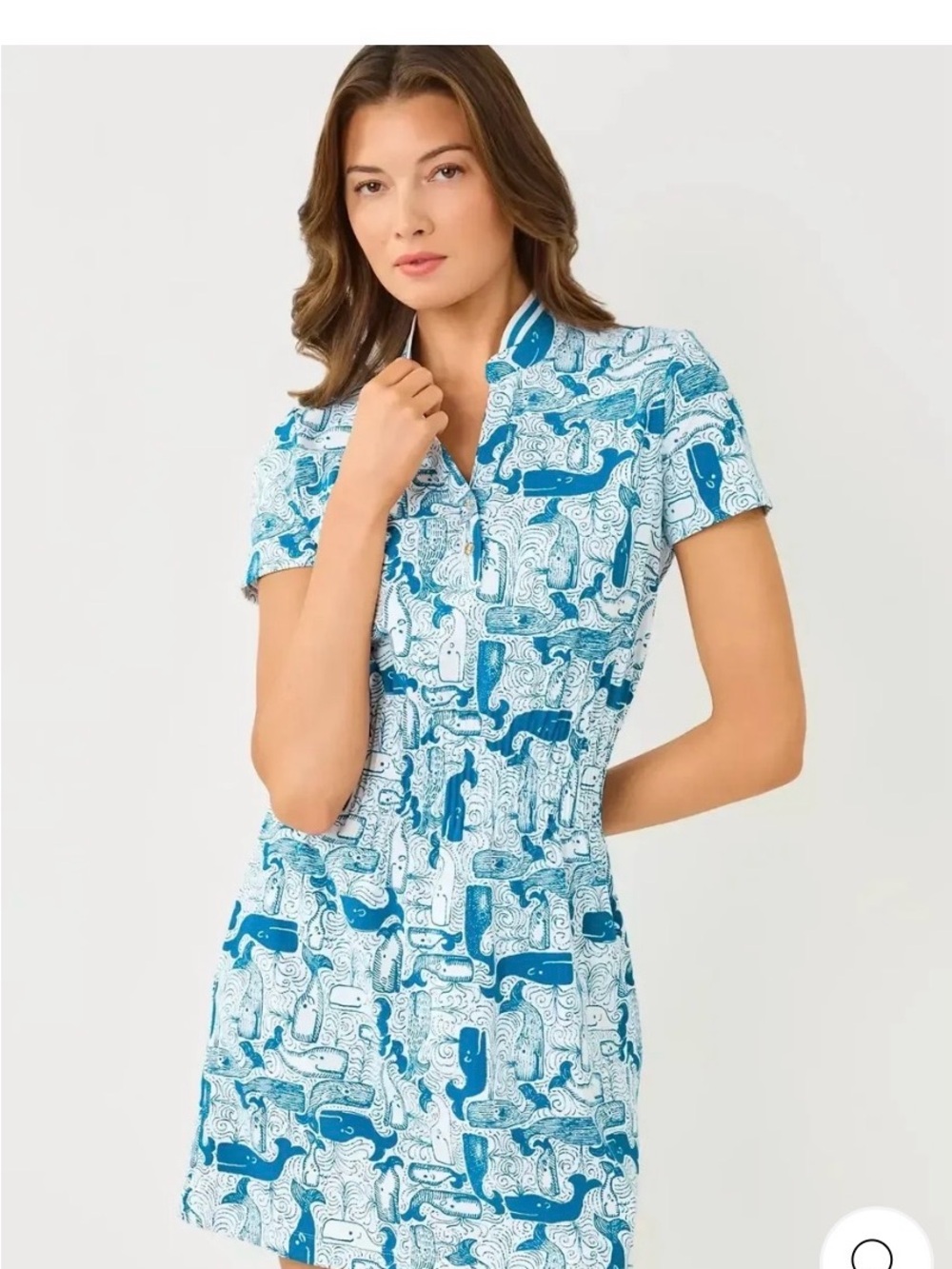 Lilly Pulitzer Teal and White Printed Polo Mini Dress